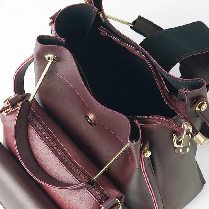 Luxe Maroon 3-Piece Handbag Set HerChoice