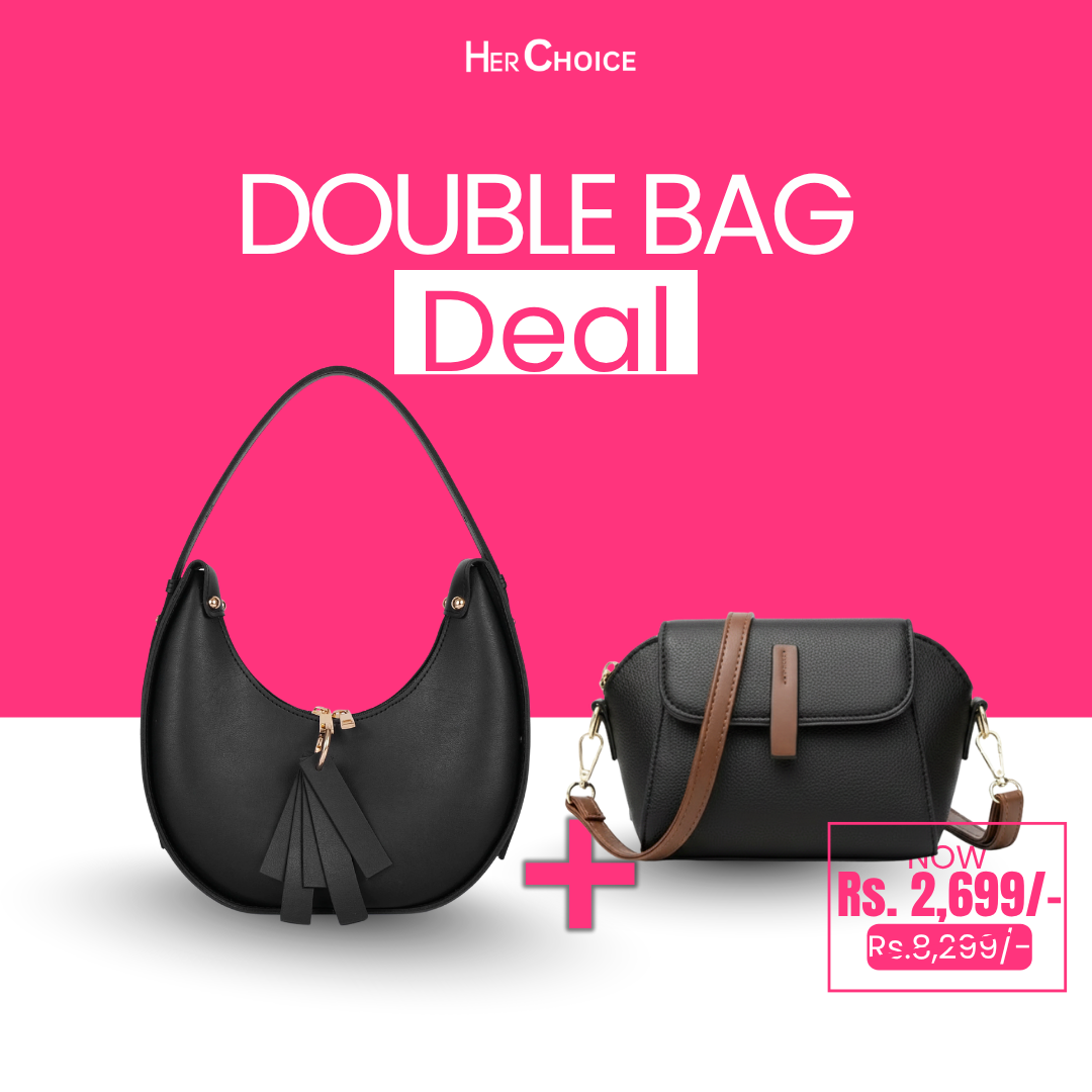 Two black handbags bundle: tassel hobo and mini crossbody satchel
