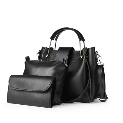 Luxe Black 3-Piece Handbag Set HerChoice