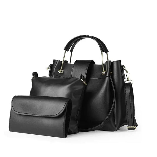 Luxe Black 3-Piece Handbag Set HerChoice