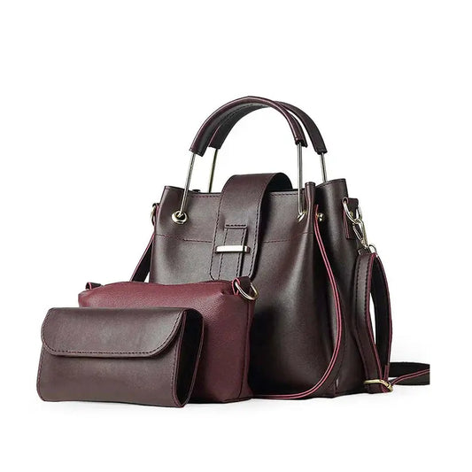 Luxe Maroon 3-Piece Handbag Set HerChoice