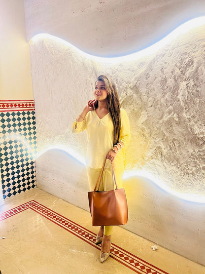 HerGlow – 3-Piece Plain Tote Set (Brown)