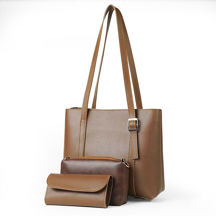 Bliss – Special Edition 3-Piece Tote Set (Brown) HerChoice