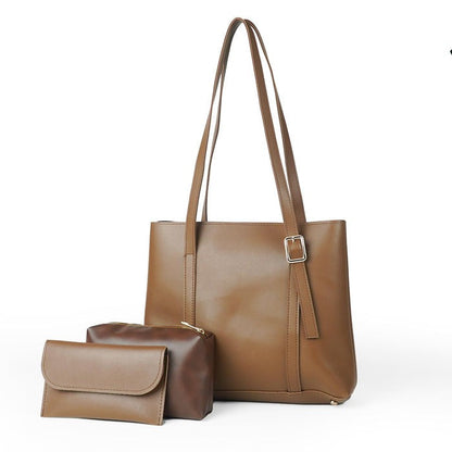 Bliss – Special Edition 3-Piece Tote Set (Brown) HerChoice