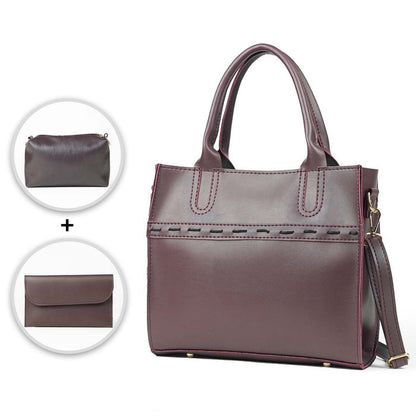 Gulnār – 3-Piece Shoulder Bag Set (Maroon) HerChoice