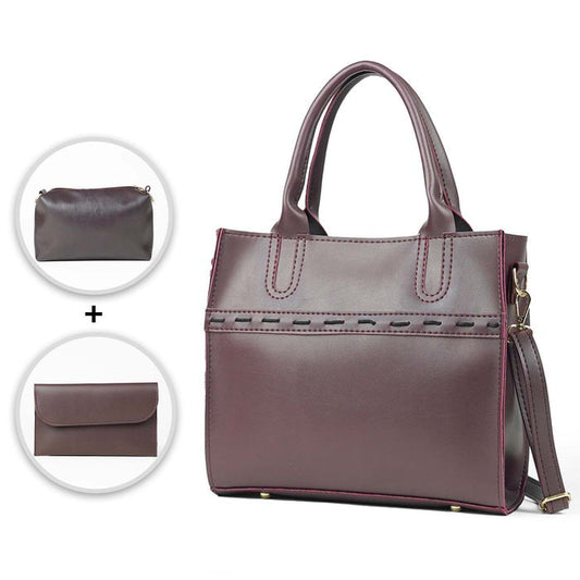 Gulnār – 3-Piece Shoulder Bag Set (Maroon) HerChoice