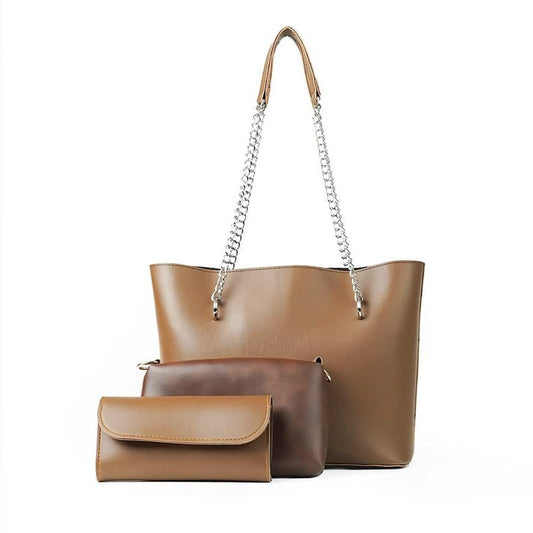 Brandy – 3-Piece Tote Set (Brown) HerChoice